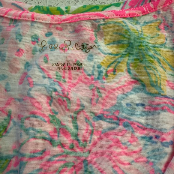 Lilly Pulitzer Floral Short Sleeve Tee - Pink, Green, Blue - Picture 2 of 3